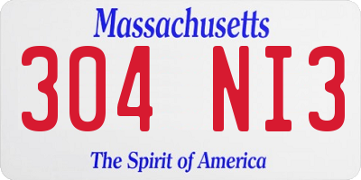 MA license plate 304NI3