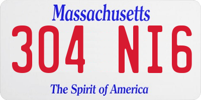 MA license plate 304NI6