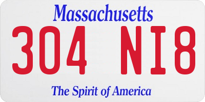 MA license plate 304NI8