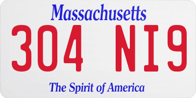 MA license plate 304NI9