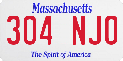 MA license plate 304NJ0