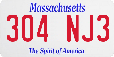 MA license plate 304NJ3
