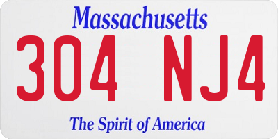 MA license plate 304NJ4