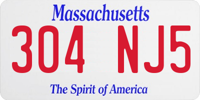 MA license plate 304NJ5