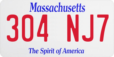 MA license plate 304NJ7