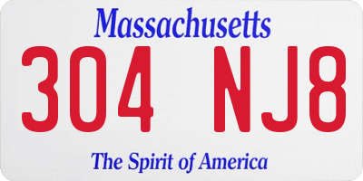 MA license plate 304NJ8