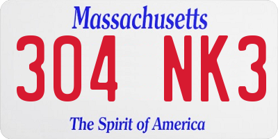 MA license plate 304NK3