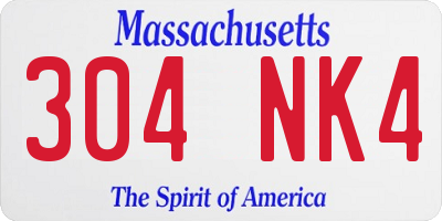 MA license plate 304NK4