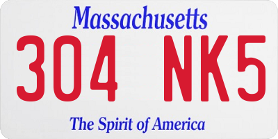 MA license plate 304NK5