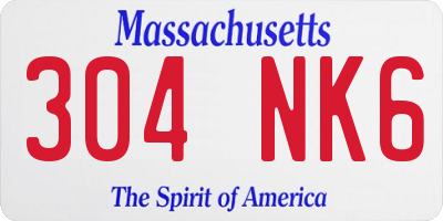 MA license plate 304NK6