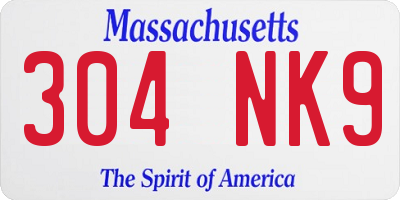 MA license plate 304NK9