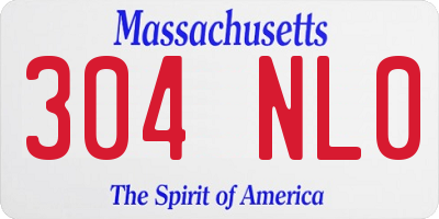 MA license plate 304NL0