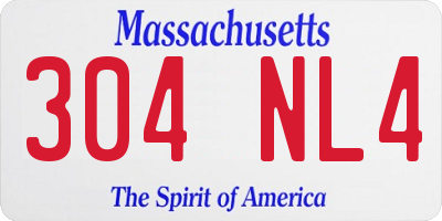 MA license plate 304NL4