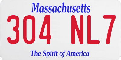 MA license plate 304NL7