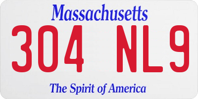 MA license plate 304NL9