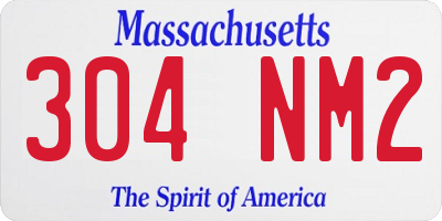 MA license plate 304NM2