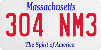 MA license plate 304NM3