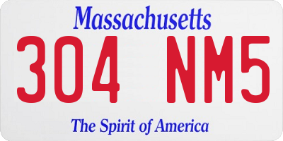 MA license plate 304NM5