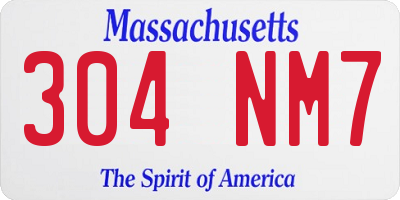 MA license plate 304NM7