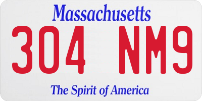 MA license plate 304NM9