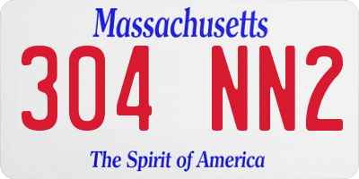 MA license plate 304NN2