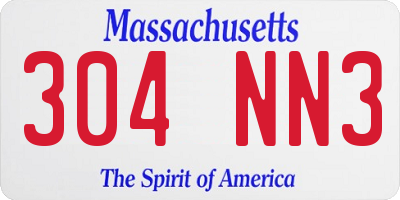MA license plate 304NN3