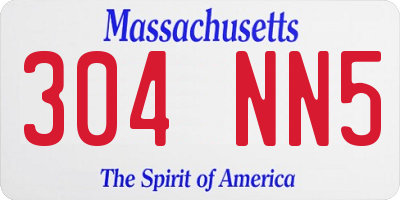 MA license plate 304NN5