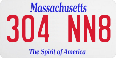 MA license plate 304NN8