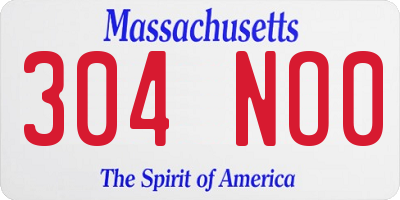 MA license plate 304NO0