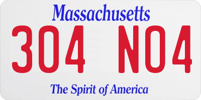 MA license plate 304NO4