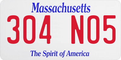 MA license plate 304NO5