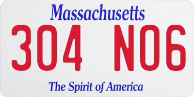 MA license plate 304NO6