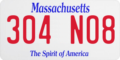 MA license plate 304NO8
