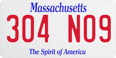 MA license plate 304NO9