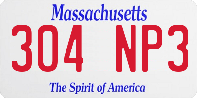 MA license plate 304NP3