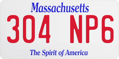 MA license plate 304NP6