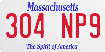 MA license plate 304NP9