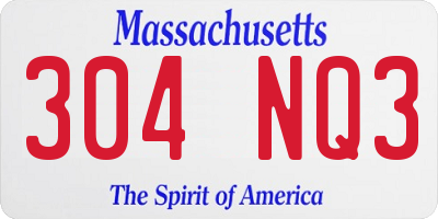 MA license plate 304NQ3
