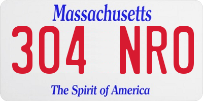 MA license plate 304NR0