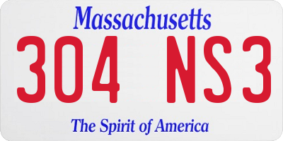 MA license plate 304NS3
