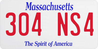 MA license plate 304NS4