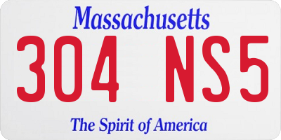MA license plate 304NS5