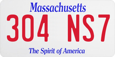 MA license plate 304NS7