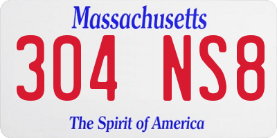 MA license plate 304NS8