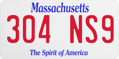 MA license plate 304NS9