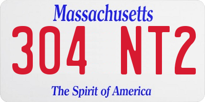 MA license plate 304NT2