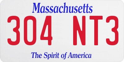 MA license plate 304NT3