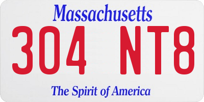 MA license plate 304NT8