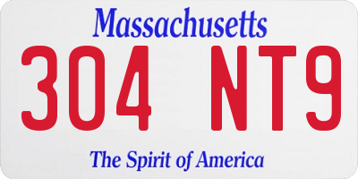 MA license plate 304NT9