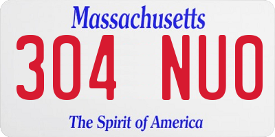 MA license plate 304NU0